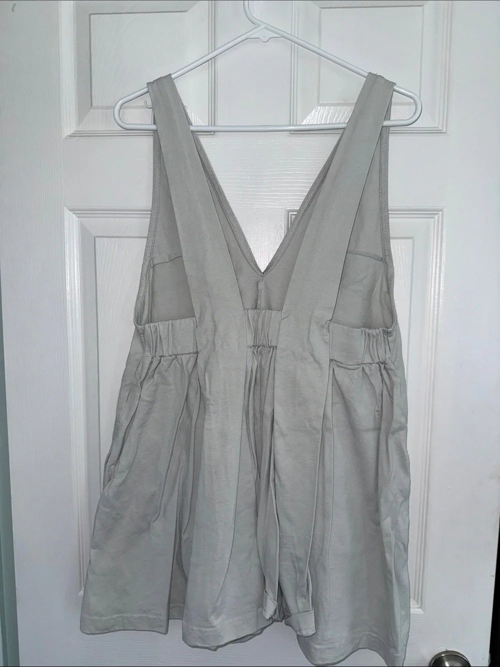 Free People Sleeveless V-Neck Romper in Light Gray/Blue